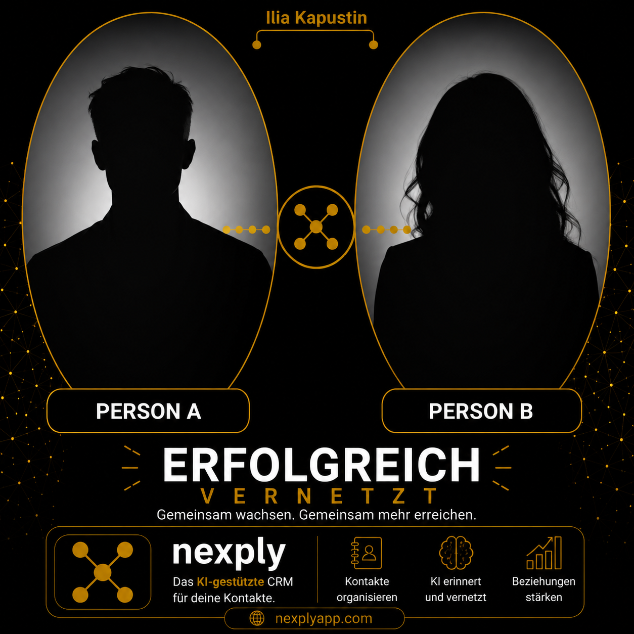 Darstellung einer strategischen Verbindung zwischen Person A und Person B durch Ilia Kapustin