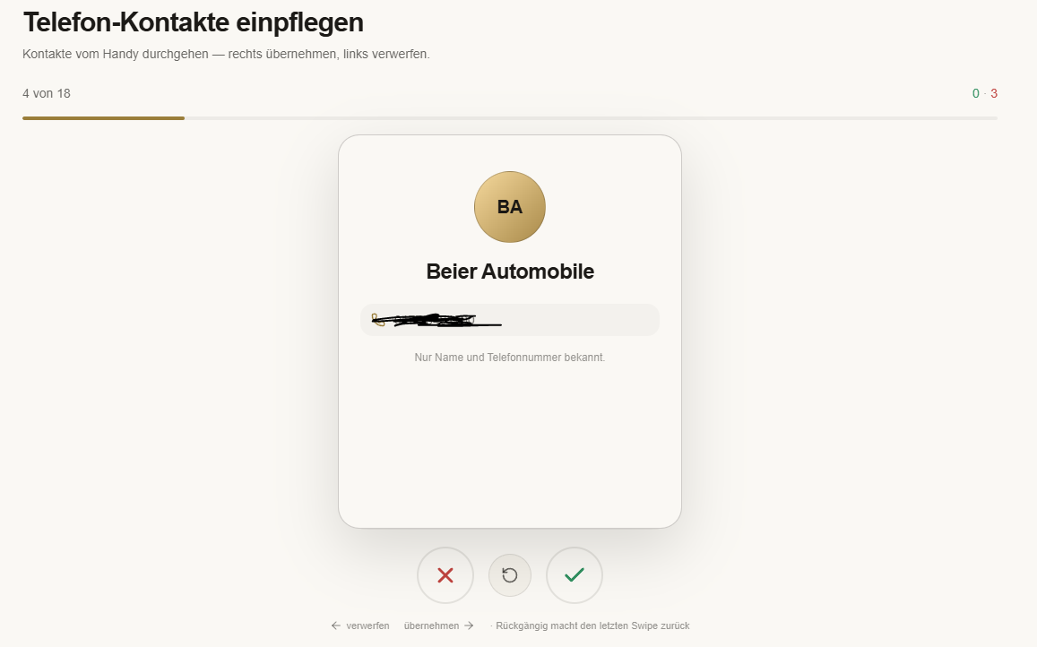 Telefonkontakte einpflegen